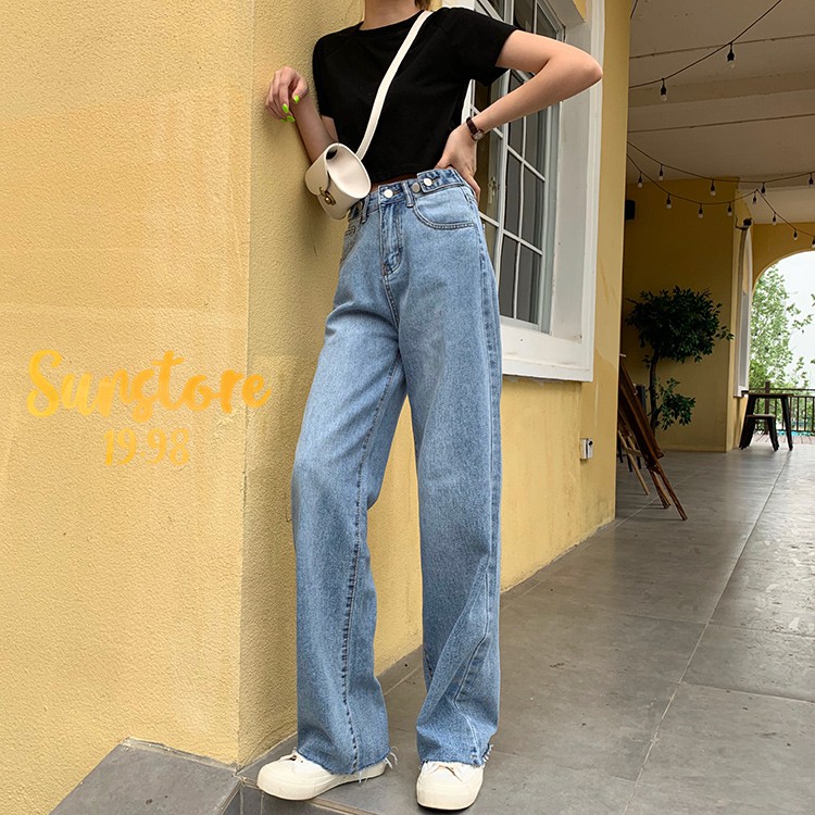 [Mã WASTMAY giảm 15% tối đa 30K đơn 150K] Quần jeans suông dài ống rộng phong cách hàn quốc ulzzang | BigBuy360 - bigbuy360.vn