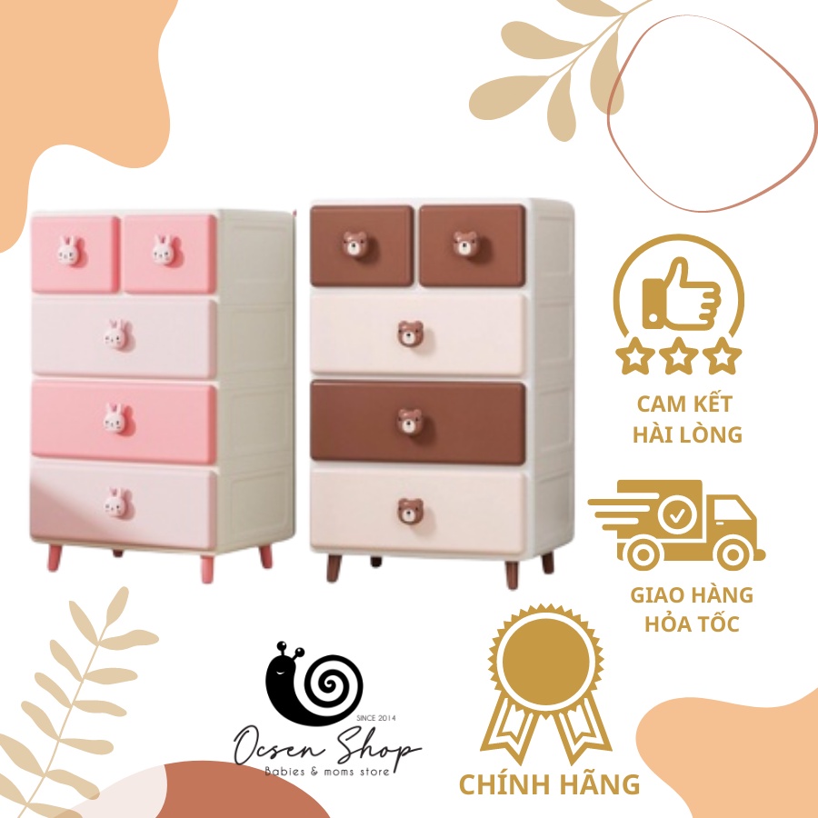 Tủ nhựa gấu thỏ 2 ngăn kéo cho bé 4 tầng , tủ đựng quần áo chất liệu cao cấp