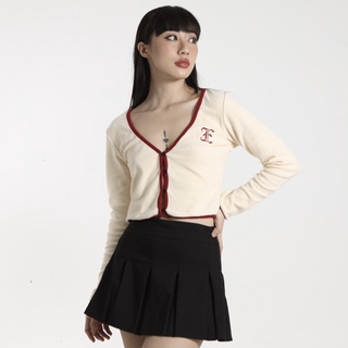 Áo errorist cardigan boxy màu kem