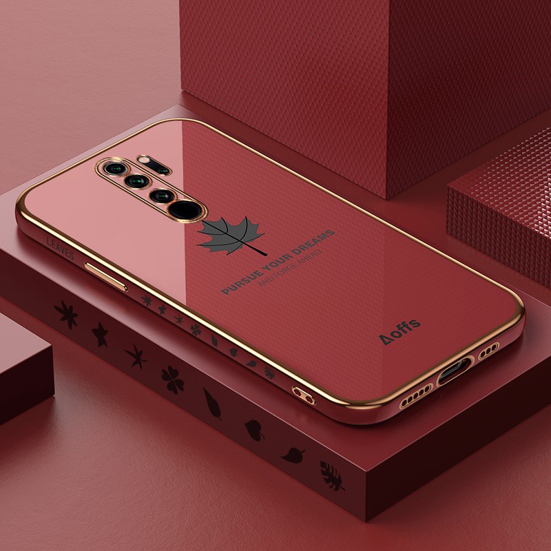 Ốp Điện Thoại Mạ Điện Hình Lá Phong 6D Cho Redmi Note 8 Pro 9 9A 9T Xiaomi Mi 11 Lite Mi 9T 9T Pro