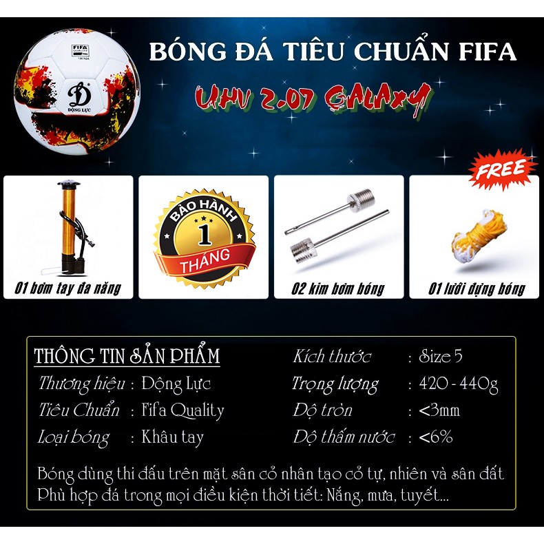 Bóng Đá Động Lực Thi Đấu V League UHV 2.07 Galaxy Tiêu Chuẩn Fifa Phù Hợp Sân Cỏ Nhân Tạo Và Sân Cỏ Tự Nhiên