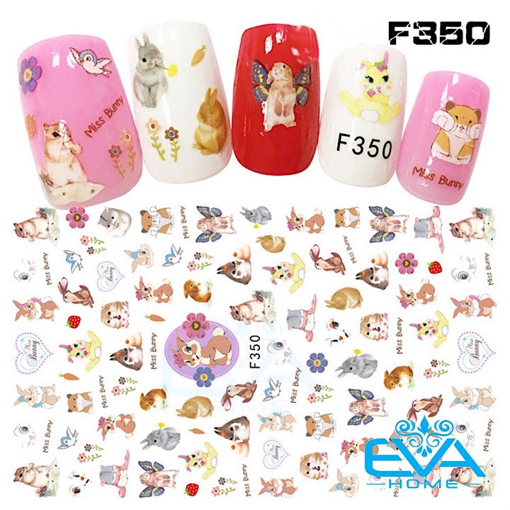 Miếng Dán Móng Tay 3D Nail Sticker Hoạt Hình Miss Bunny F350