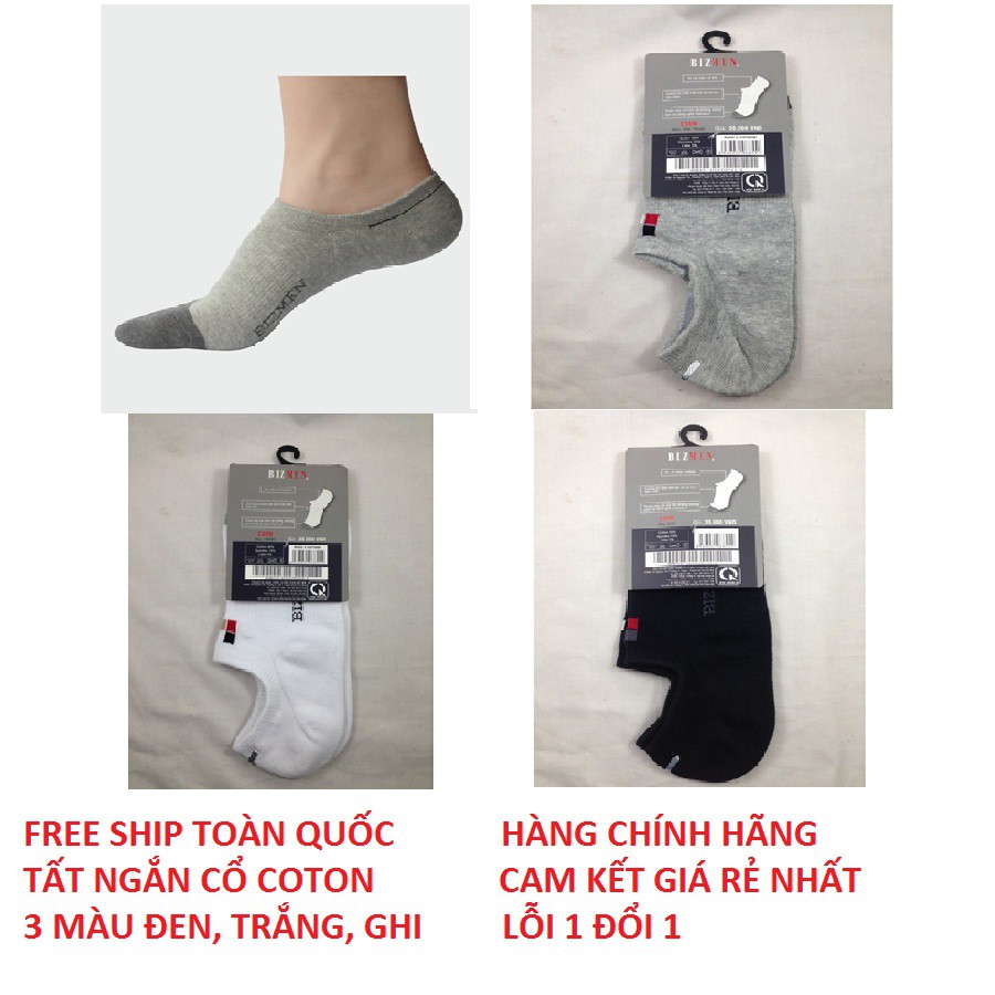 Tất Nam Ngắn Cổ Bizmen - FREE SHIP - Tất Nam Đẹp Trắng, Đen, Ghi COTON Cao Cấp Giá 40k Giảm Còn 29k CO06