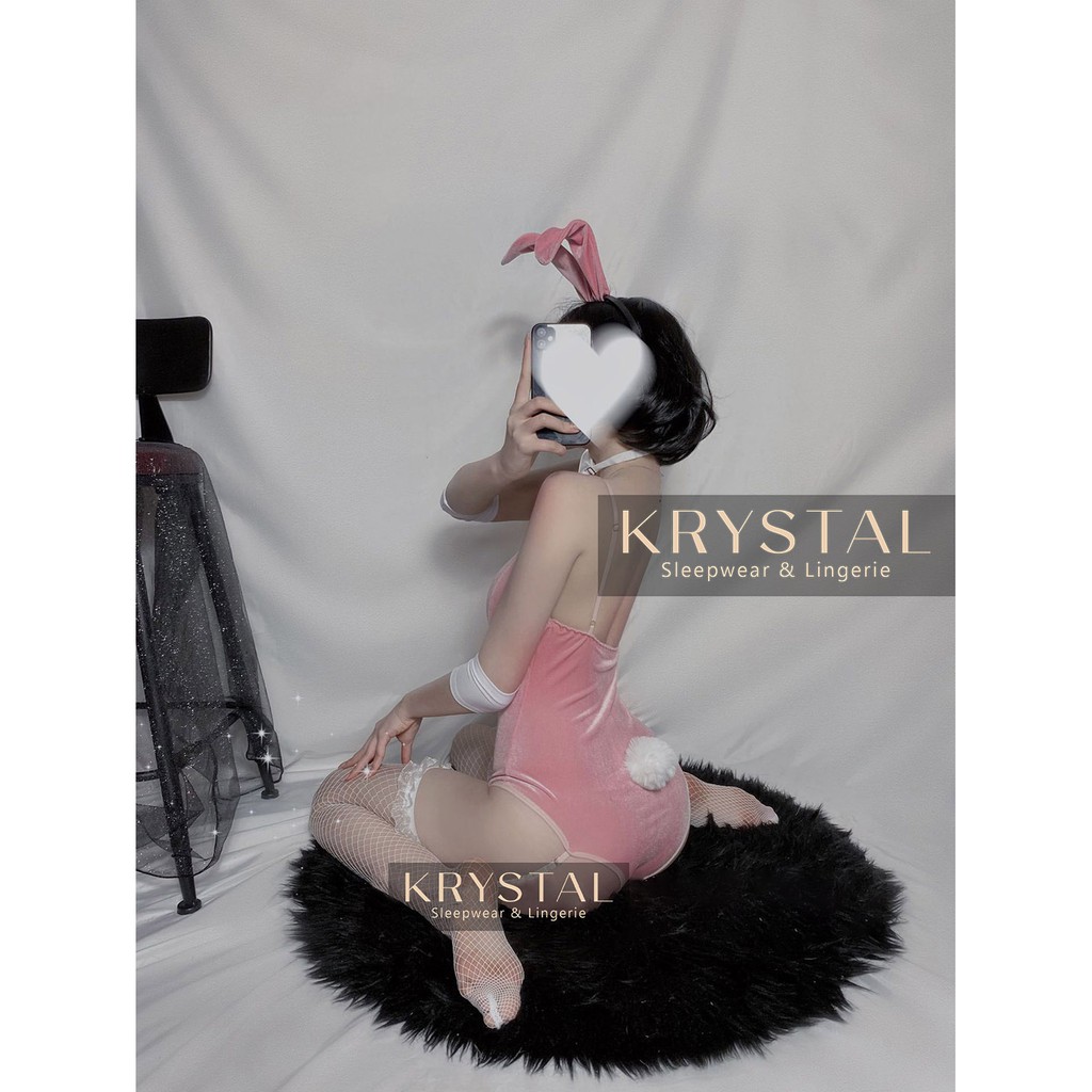 Bodysuit tay thỏ nhung màu hồng KRYSTAL NK110 | BigBuy360 - bigbuy360.vn