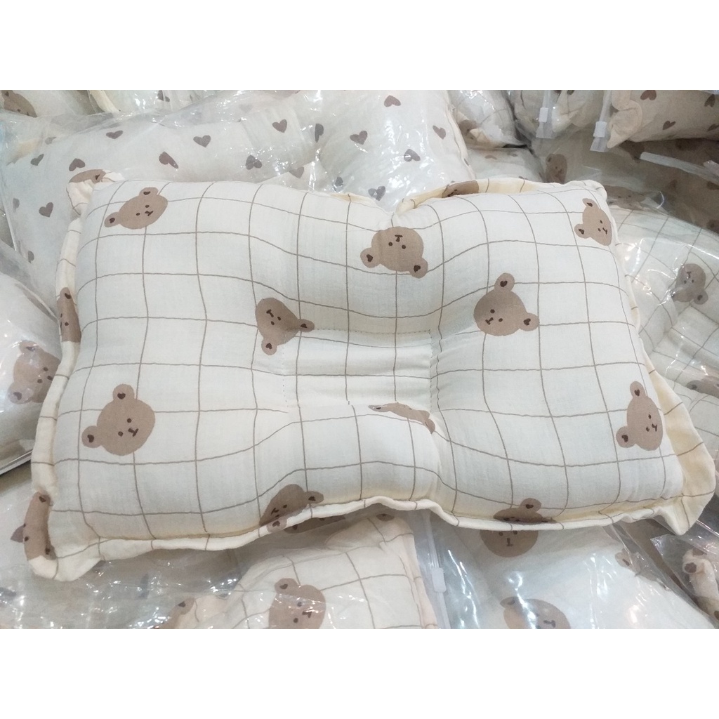 Gối chống bẹt đầu xô muslin organic
