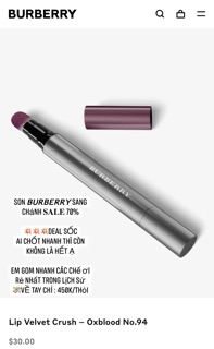 SON 𝘽𝙐𝙍𝘽𝙀𝙍𝙍𝙔 sang chảnh 𝐒𝐀𝐋𝐄 70% store Mỹ