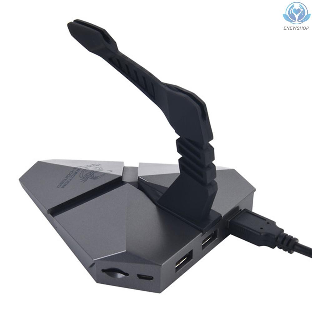 【enew】High Speed 3-Port USB 2.0 Data Gaming HUB with Mouse Bungee USB Hub Splitter Micro SD Card Reader Mouse Clamp with USB-COMBO Built-in Seven Colors Backlit LED Light TF Card Slot