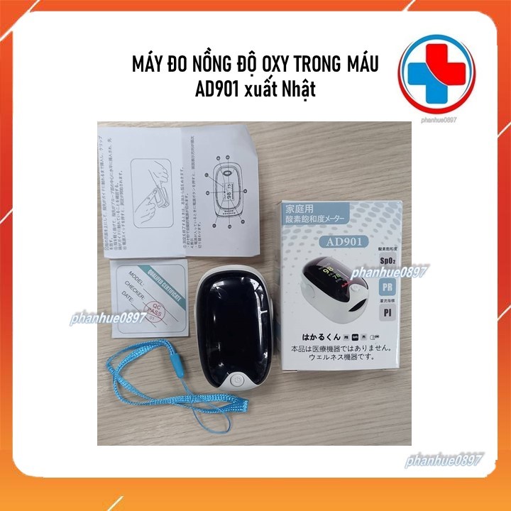 Máy đo nồng độ oxy trong máu/Máy Đo Spo2/PULSE FINGER OXIMETER/Màu đen/Màn hình TFT/Đo được 3 chỉ số/Tặng pin và dây đeo