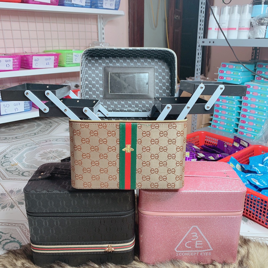 Cốp Vải Đựng Đồ Trang Điểm 2 Tầng Thời Trang,Cốp Vải Đồ Nail,Mi.Gucci,3ce,ong Cao Cấp