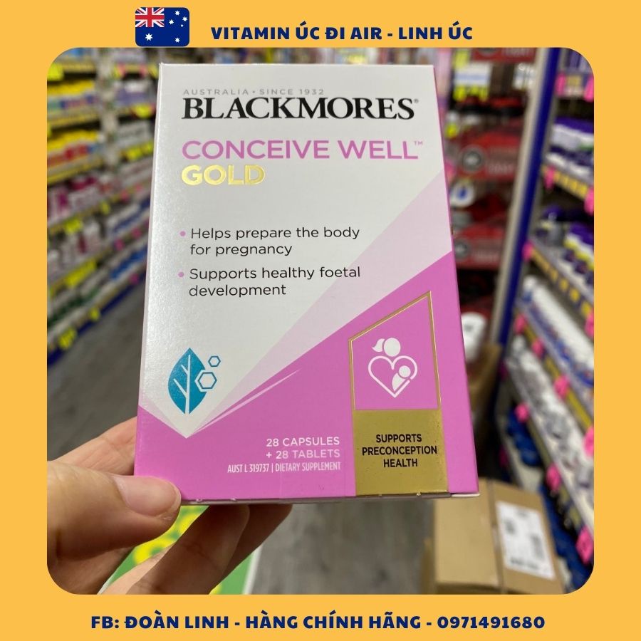 Viên Uống Tăng Thụ Thai Blackmores Conceive Well Gold Viên Uống Tăng Khả Năng Thụ Thai 56v, Hàng Chuẩn Úc Đi Air