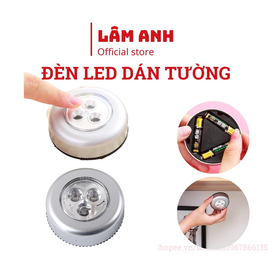 Đèn Led 3 Bóng Dán Tường Không Dây - Đèn Chiếu Sáng Kệ Sách, Tủ Quần Áo Tiện Lợi - LA182
