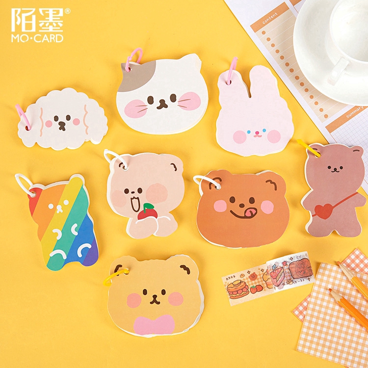 Bộ 80 tờ giấy ghi chú in họa tiết gấu cho văn phòng/đi học