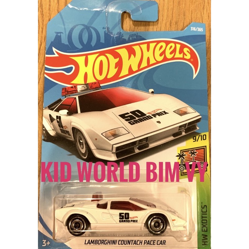 Xe mô hình Hot Wheels basic Lambor Countach Pace Car FJY15.