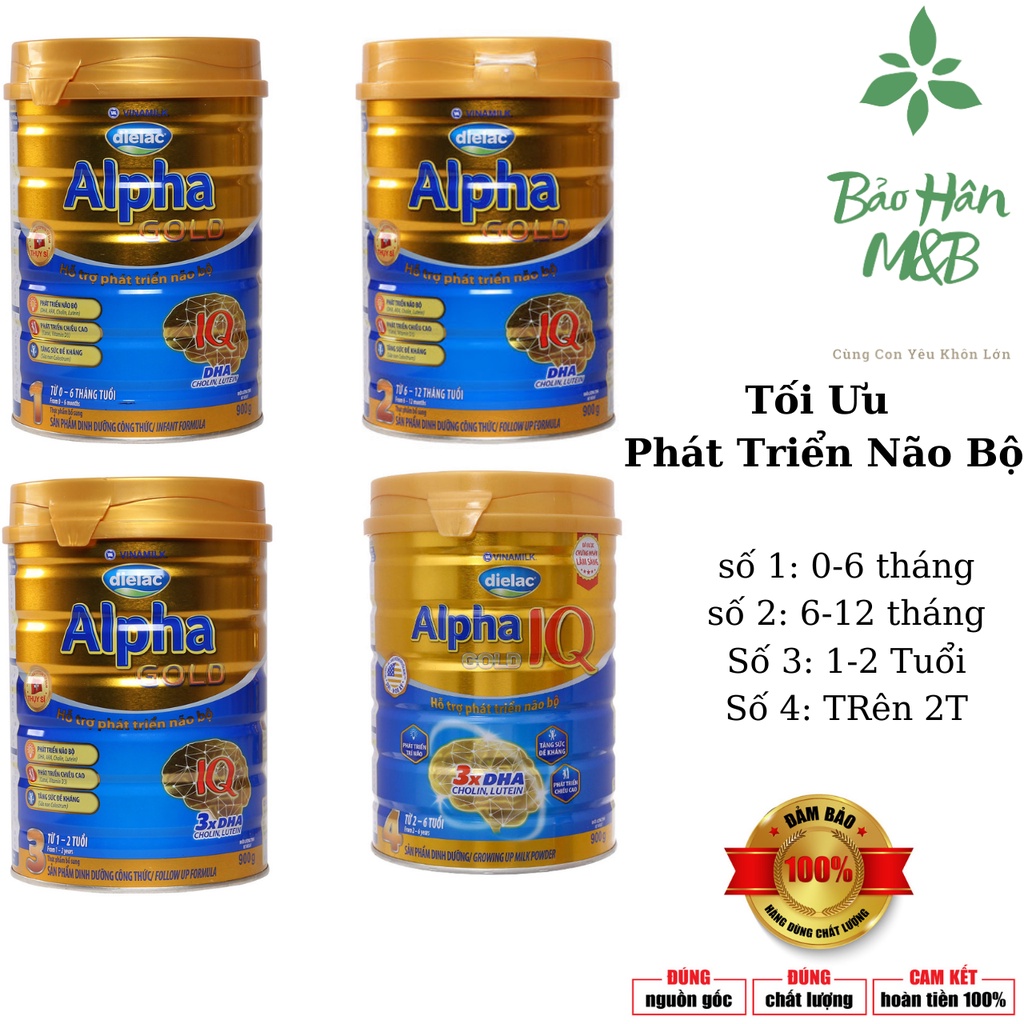 [ Chính Hãng ] Sữa Dielac Alpha IQ Gold Đủ số 1,2,3,4 Lon 900g và 1,5kg [ Date Luôn Mới ]