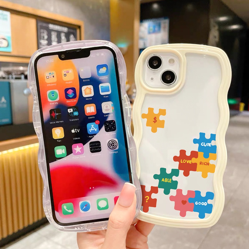 Suntaiho Ốp lưng iphone  Ốp điện thoại mềm viền gợn sóng thích hợp cho iPhone 11 Pro 13 12 Pro Max X XS Max XR 7 8 Plus