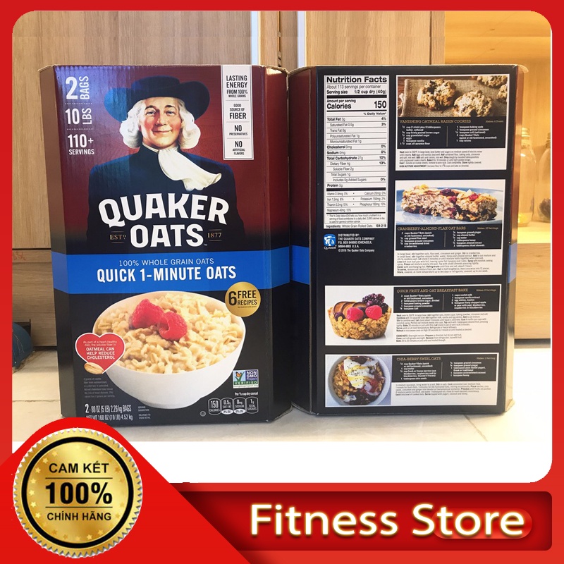 Yến Mạch Mỹ Quaker Oats 4,52 kg - Hỗ Trợ Tăng Cơ Giảm Mỡ Ăn Kiêng Gym Keto Eat Clean Làm Bánh chất lượng Date Mới hữu cơ