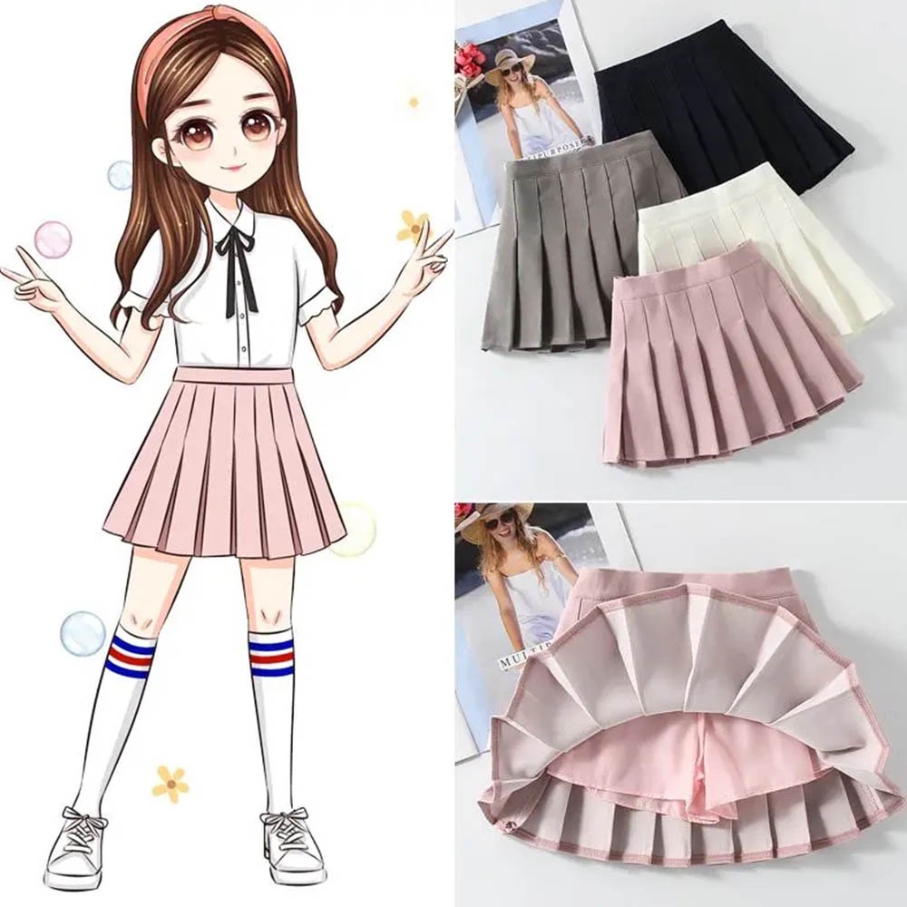 BEAR LEADER Chân Váy Xếp Ly Mini Lưng Cao Màu Trơn Phong Cách Hàn Quốc Thời Trang Mùa Hè Hàng Mới Dành Cho Bạn Gái