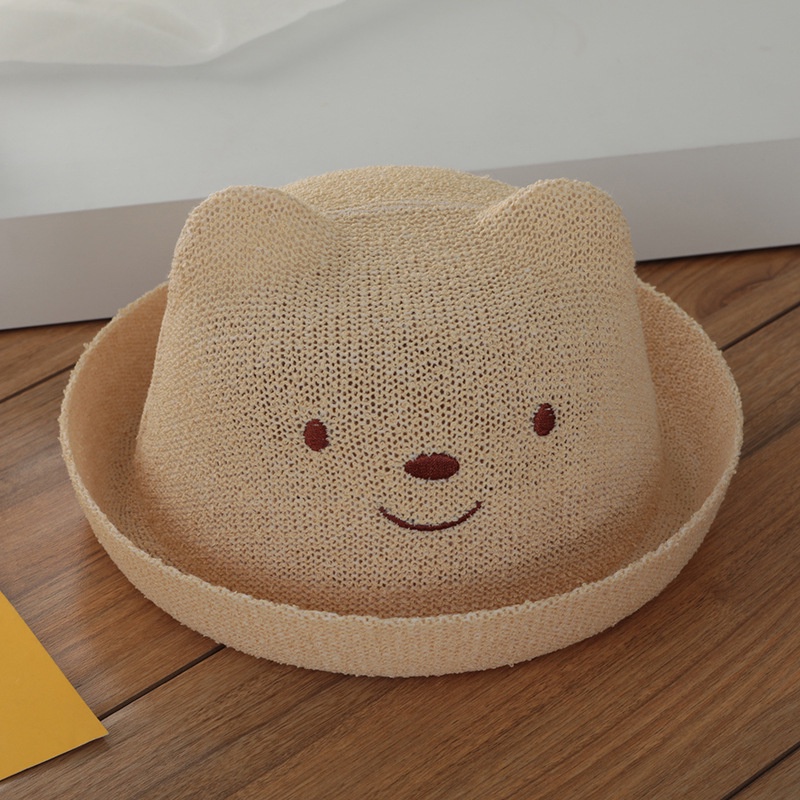 Mũ cói hình gấu cho bé trai 0-3 tuổi