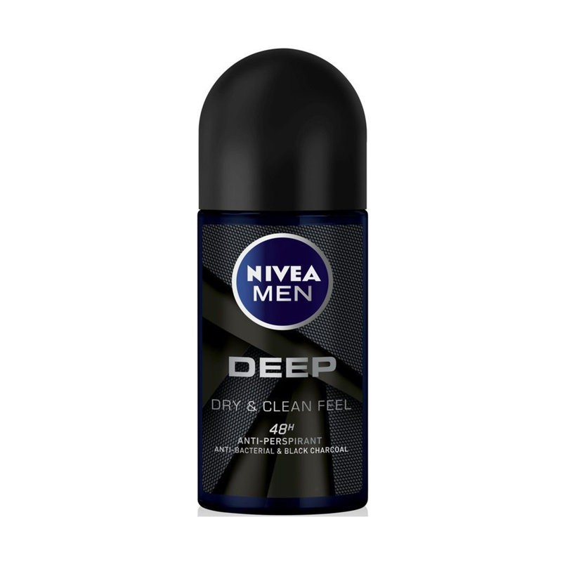 Lăn Khử Mùi Cho Nam Nivea Than Đen Hoạt Tính Deep Dry &amp; Clean Feel 50ml