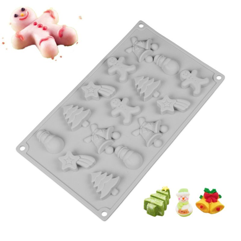 1 Khuôn Làm Bánh Bằng Silicone Hình Nguyên Tố Giáng Sinh 3D