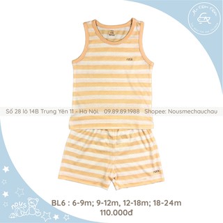 Bộ Ba Lỗ Thường Kẻ Vàng Nhạt Trắng Nu Air NOUS (Size Từ 6-9 Tháng Đến 18-24 Tháng)