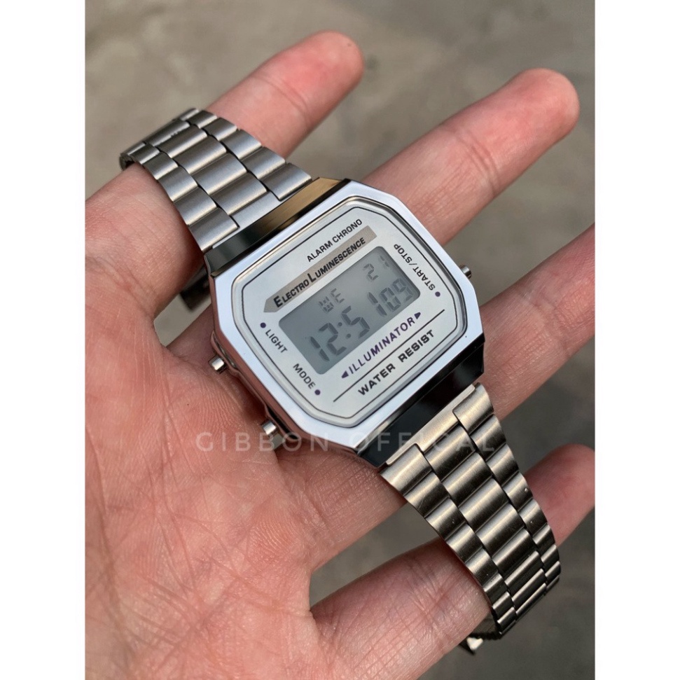 Đồng hồ nam, nữ a168 dây thép không rỉ 4 màu thời trang