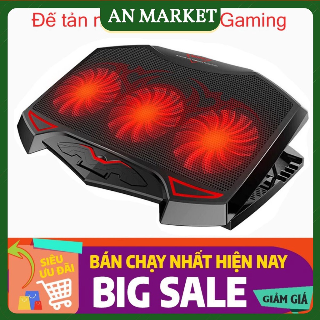 Đế Tản Nhiệt Máy Tính Laptop Macbook Cao Cấp Thiết Kế Chuẩn Gaming, 3 Quạt Gió Lớn.