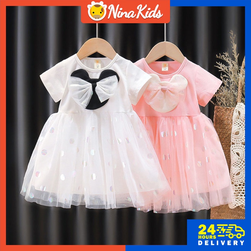Đầm công chúa Nina Kids đính kim tuyến lấp lánh đáng yêu dành cho bé gái từ 0 - 4 tuổi