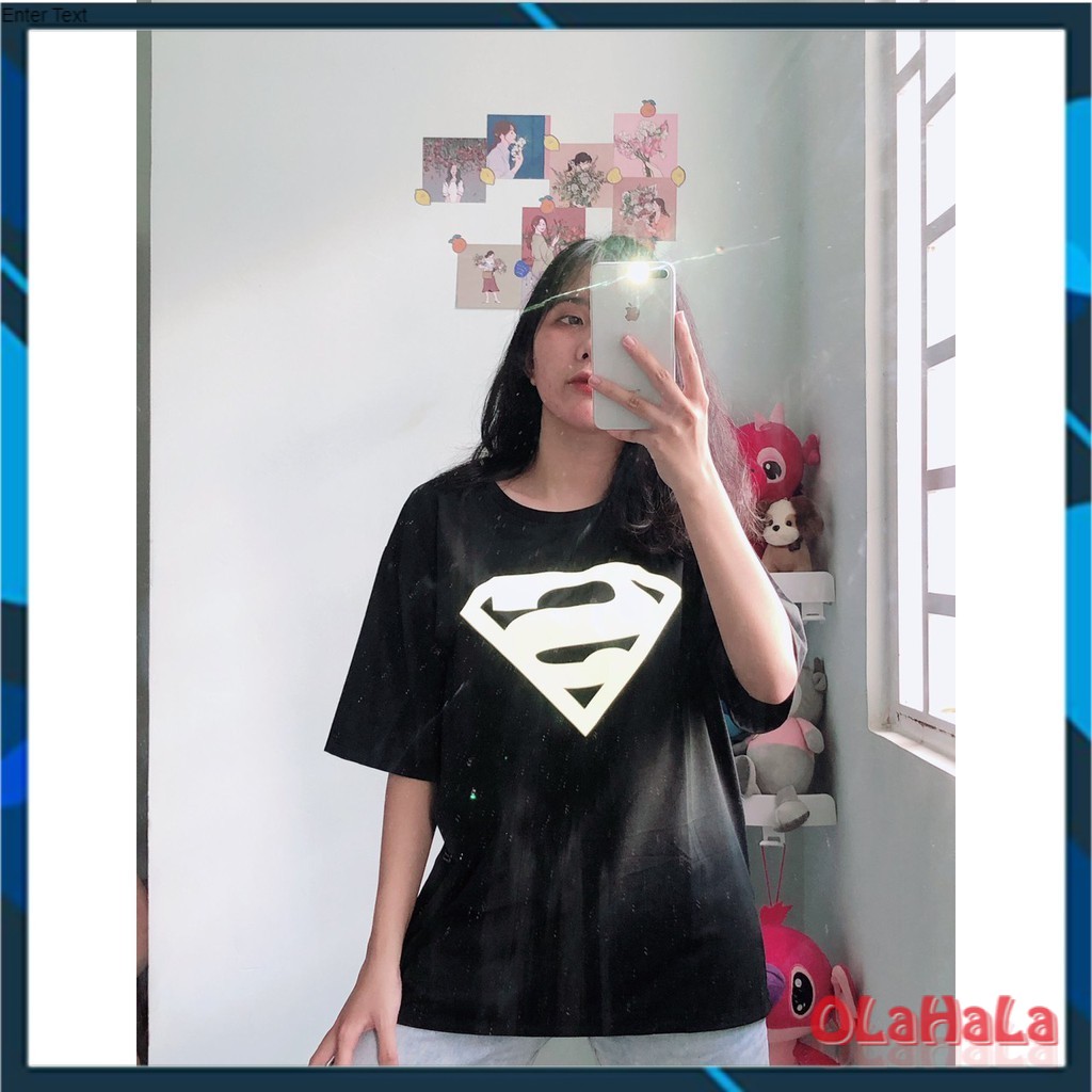 Áo Thun Phản Quang Superman form rộng unisex tay lỡ chất Cotton fresize PQ50