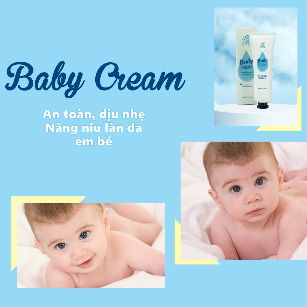 PIZKIE BABY CREAM Kem Dưỡng Ẩm Giảm Nứt, Nẻ official