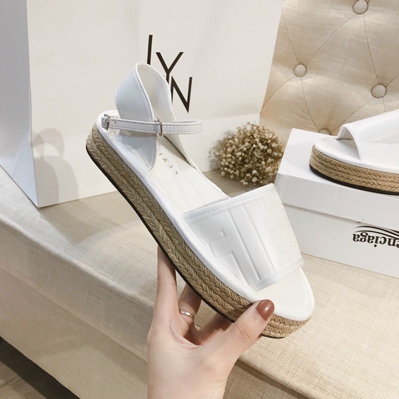 Sandal quai hậu nữ 3cm đen-trắng hàng vnxk