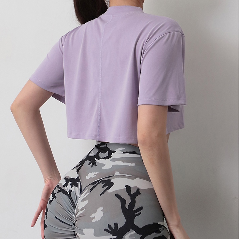 Áo thun thể thao ANRAN tay ngắn dáng rộng quyến rũ trẻ trung thời trang dành cho nữ