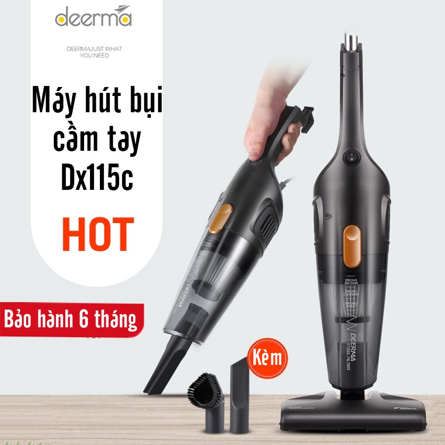 Máy hút bụi gia đình DEERMA XIAOMI DX115C - DX118C kèm 3 đầu hút công suất lớn vt124