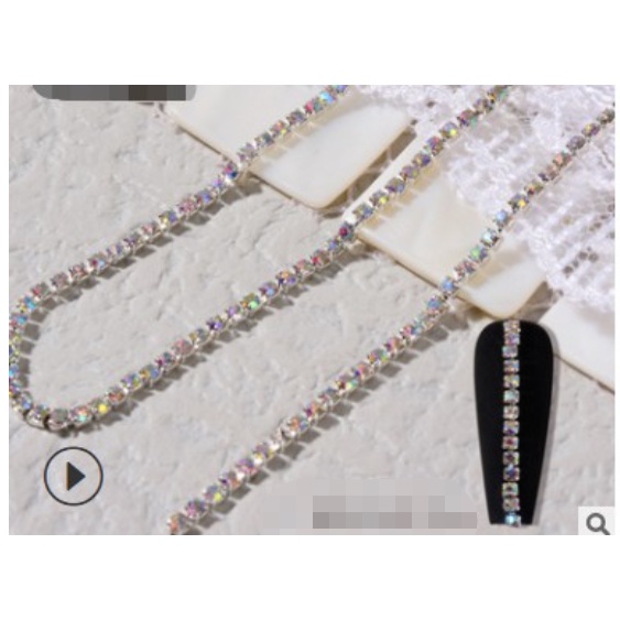 harm xích nail trang trí móng tay, Dây Xích Kim đính đá 3D gắn móng