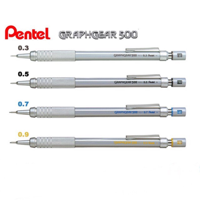 Bút chì kỹ thuật thân kim loại Pentel Graphgear500 PG515 Mechanical Pencil for Draft 0.5mm (đúc thép)