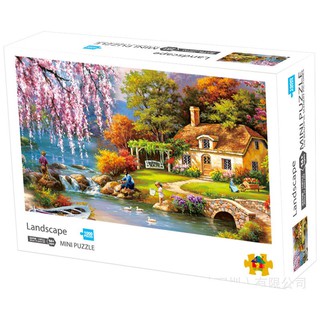 Ngôi Nhà Bên Bờ Suối - Tranh Ghép Xếp Hình Mini Cỡ Bé 1000 Mảnh Giấy 42*29.7 CM Cho Người Lớn