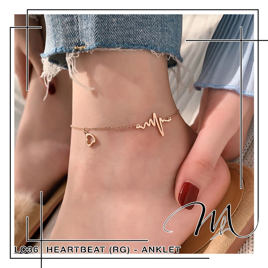 Lắc chân Titan không đen phối hình nhịp tim độc đáo - Măng’s House LC36