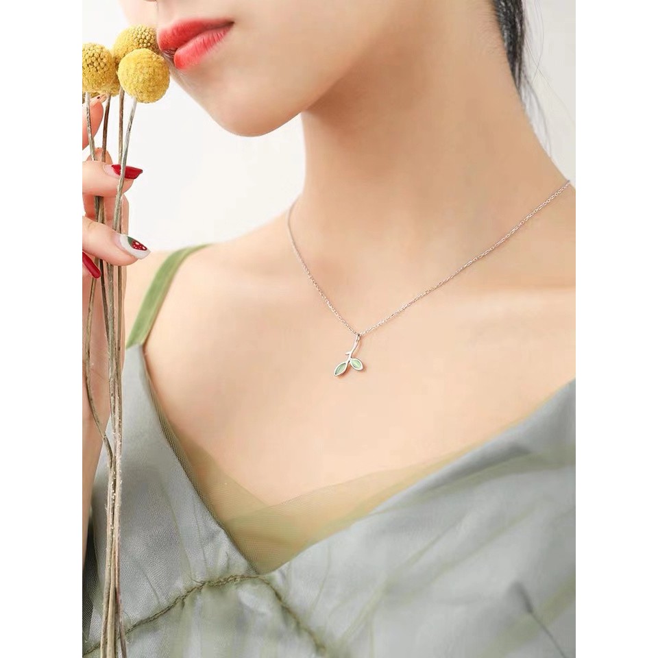 Bộ Trang Sức Gồm Dây Chuyền/ Lắc Tay/ Nhẫn/ Khuyên Tai/ Vòng Tay Mặt Hình Lá Phong Cách Hàn Quốc