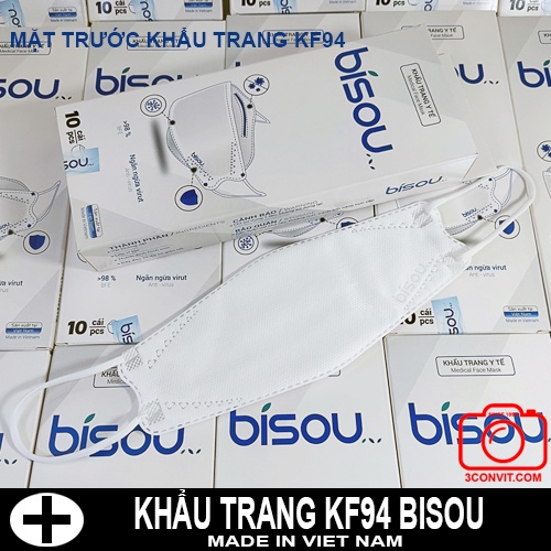 Hộp 10 khẩu trang 4D Cao Cấp Tiêu Chuẩn KF94 Bisou