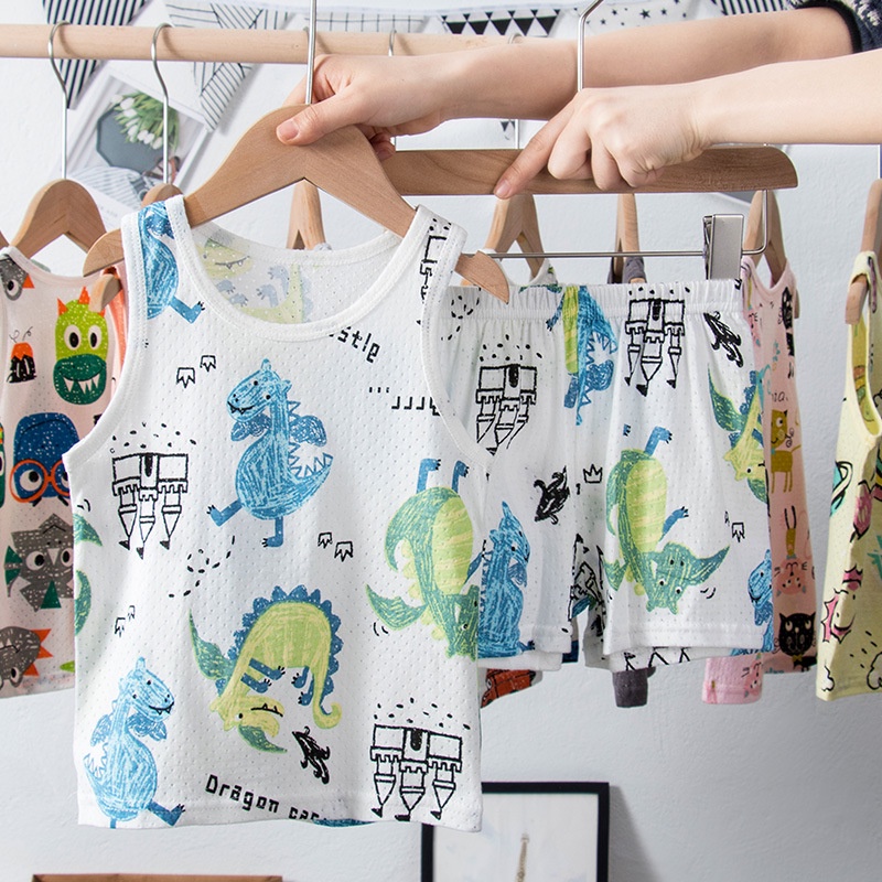 Bộ thun bé trai bé gái lỗ thông hơi sát nách hàn quốc BT20 size 90-150 9-35 kg thời trang trẻ em hàng quảng châu