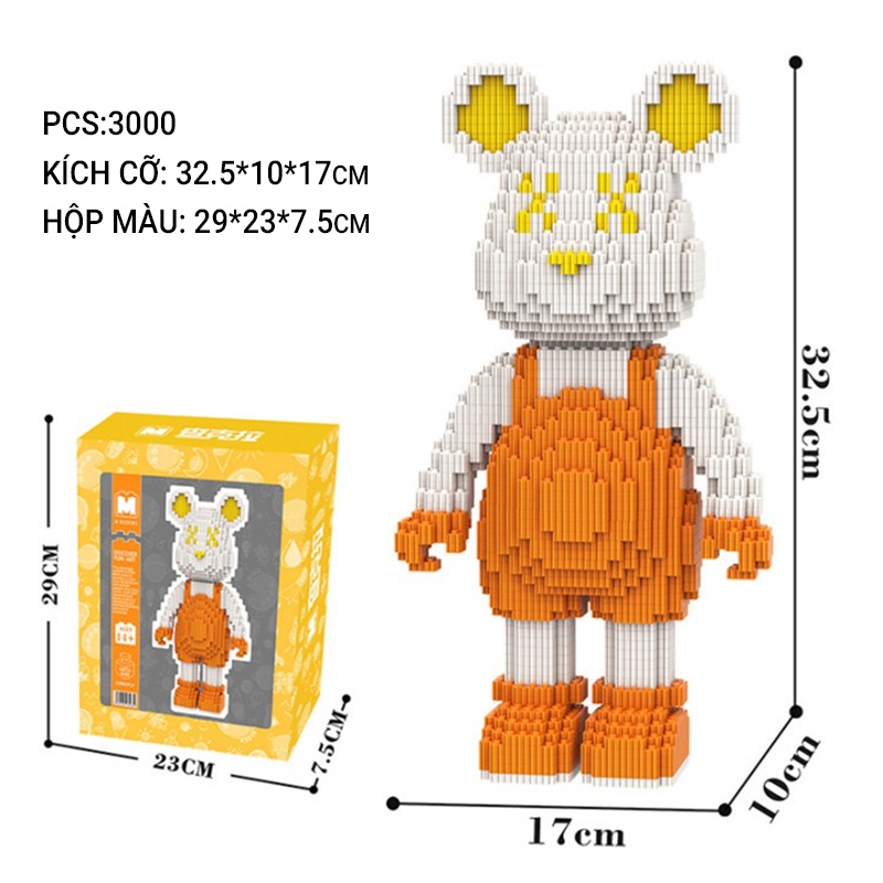 Chakra Ba Lô Hai Màu Khối Xếp Hình Gấu Nhiều Màu Sắc Với Mảnh Ghép Nhỏ