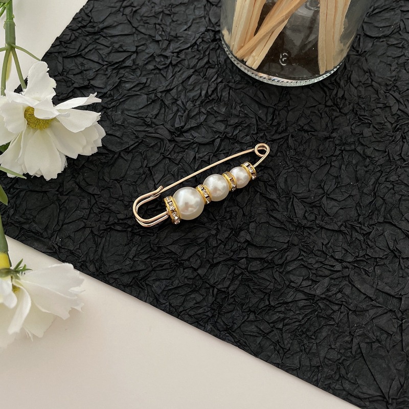 Ghim cài thắt lưng cố định chống chói đính ngọc trai đơn giản xinh xắn
