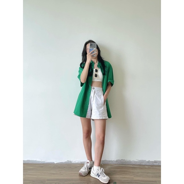 Áo Sơ mi trắng cộc tay Áo sơ mi học sinh phong cách trẻ trung