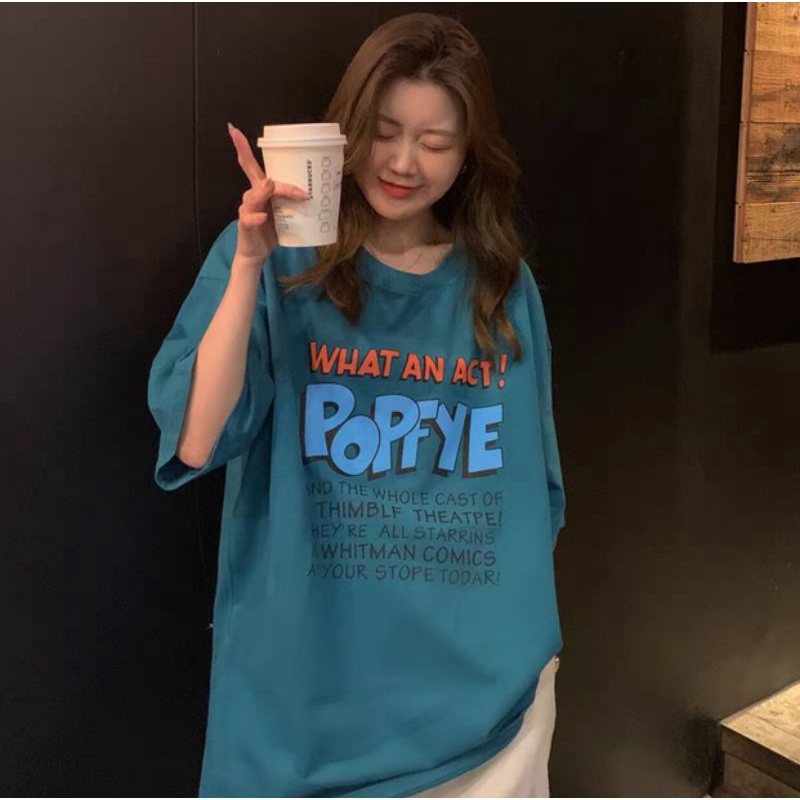 Áo phông tay lỡ nam nữ unisex form rộng Popy ulzang vải cotton dày mịn giá rẻ mặc đơn đôi nhóm