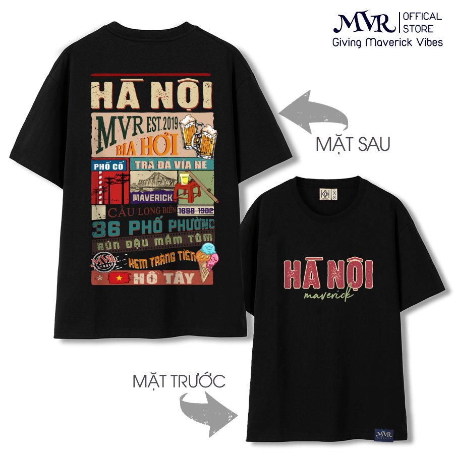 Áo thun Hà Nội - Unisex phông cotton ao cặp gia đình hainoi fact UNDER MVR BB8012