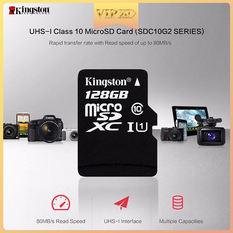 Thẻ nhớ vip2u Kingston Micro SD TF Class10 80MB / s 1-8G / 16G / 32G / 64G / 128G / 256G / 512G