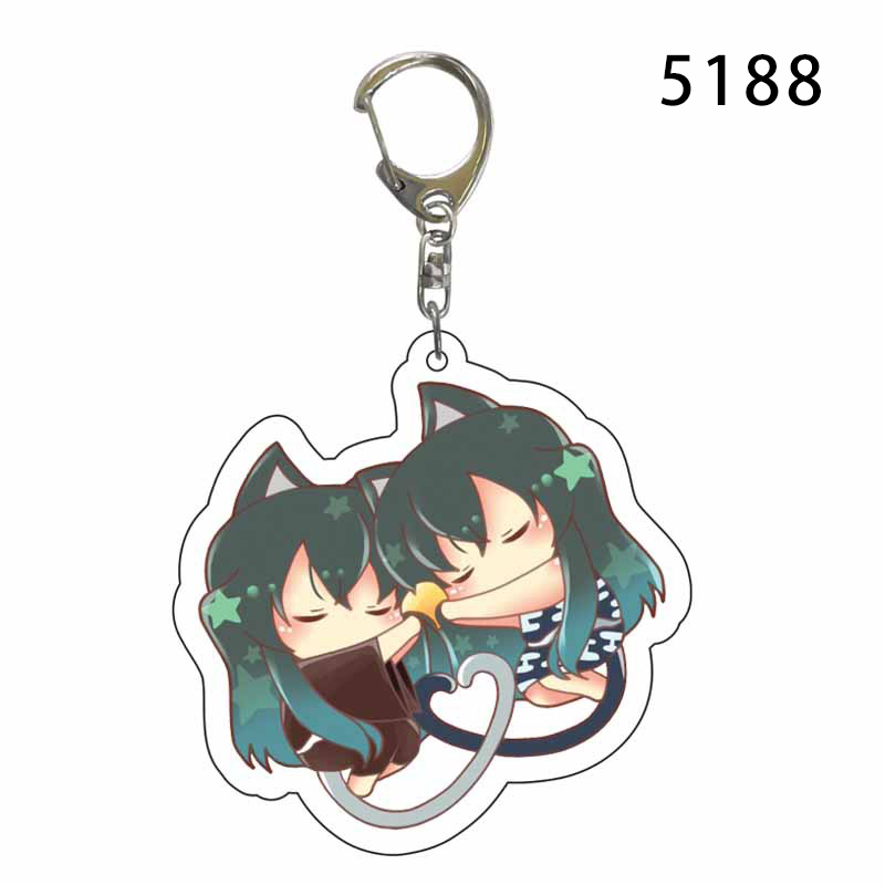 Demon Slayer Tanjirou Nezuko Móc Khóa Mèo Đuôi Trái Tim Tình Yêu Móc Khóa Acrylic Túi Mặt Dây Chuyền Móc Khóa Anime Nhật Bản Lưu Niệm