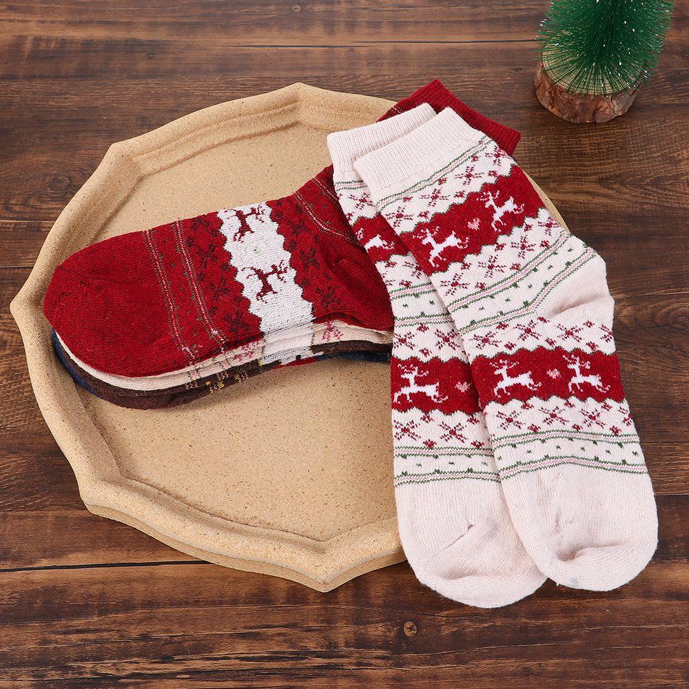 Vớ Cotton Dày Giữ Ấm Họa Tiết Giáng Sinh Cho Nam Và Nữ