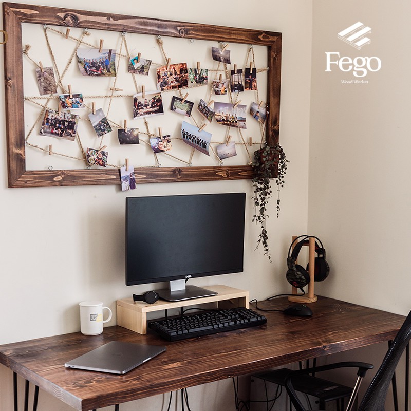 Kệ gỗ để màn hình máy tính, laptop FEGO cho bàn làm việc