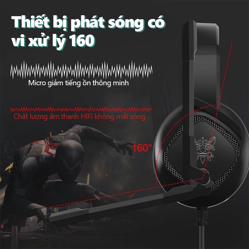 ONIKUMA K19 Tai nghe chụp tai chơi game có mic tích hợp đèn LED cho điện thoại / Pc / Ps4 【Chính hãng】Bảo hành 2 năm
